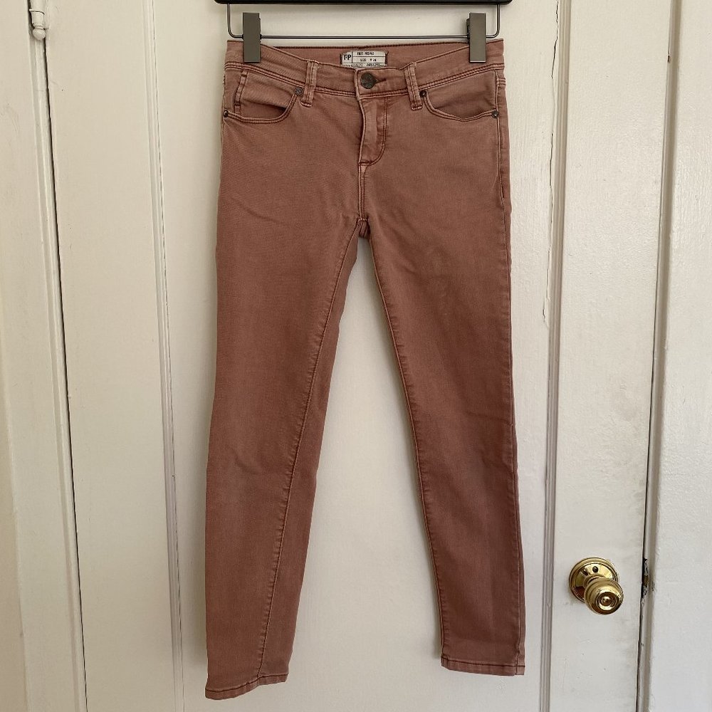 Free People Mid Rise Ankle Jeans - Pink/Peach